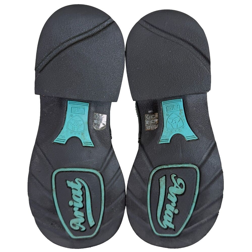 Ariat ProBaby Women’s Turquoise & Black Leather Western Cowboy Boots Size 6.5B - Picture 8 of 12